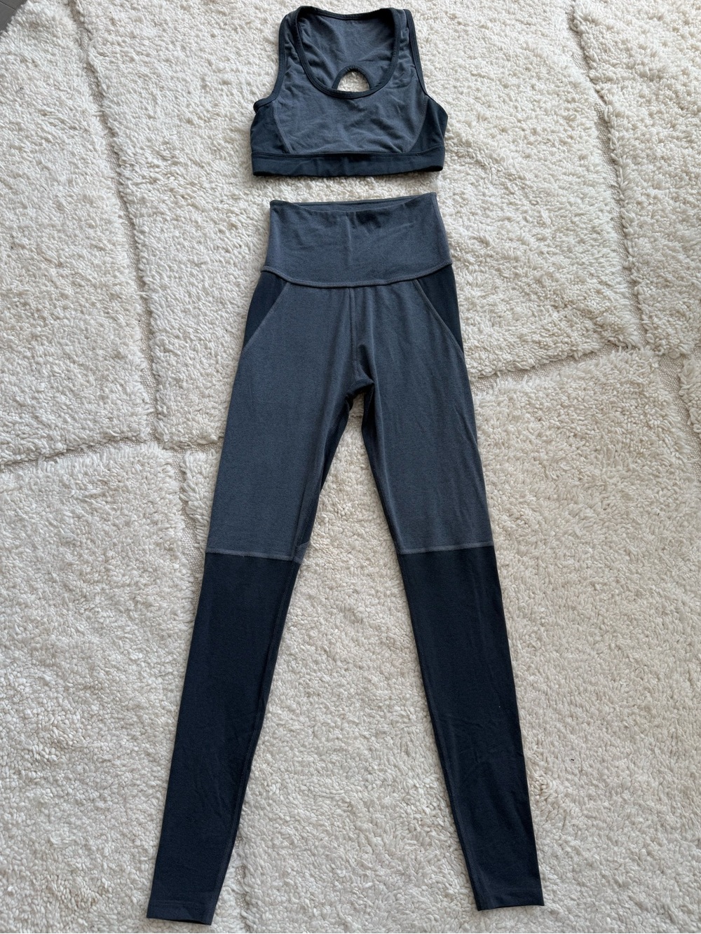 Beyond Yoga Space-dye High-Waist Athletic Leggings w/ Matching Cutout Sports Bra